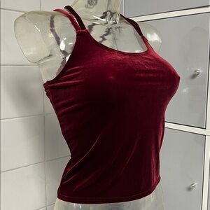 Strappy Lattice-Back Velvet Dance Camisole L NWT Burgundy